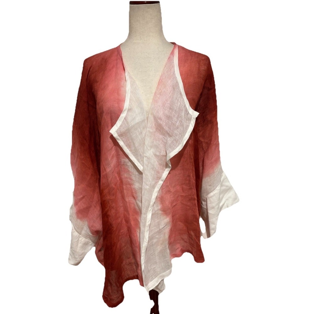 CHRZASZCZ Linen Kimono Lagenlook Oversized Cardigan Boho One Size
